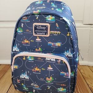 Disney Disneyland anniversary loungefly mini backpack map park used once